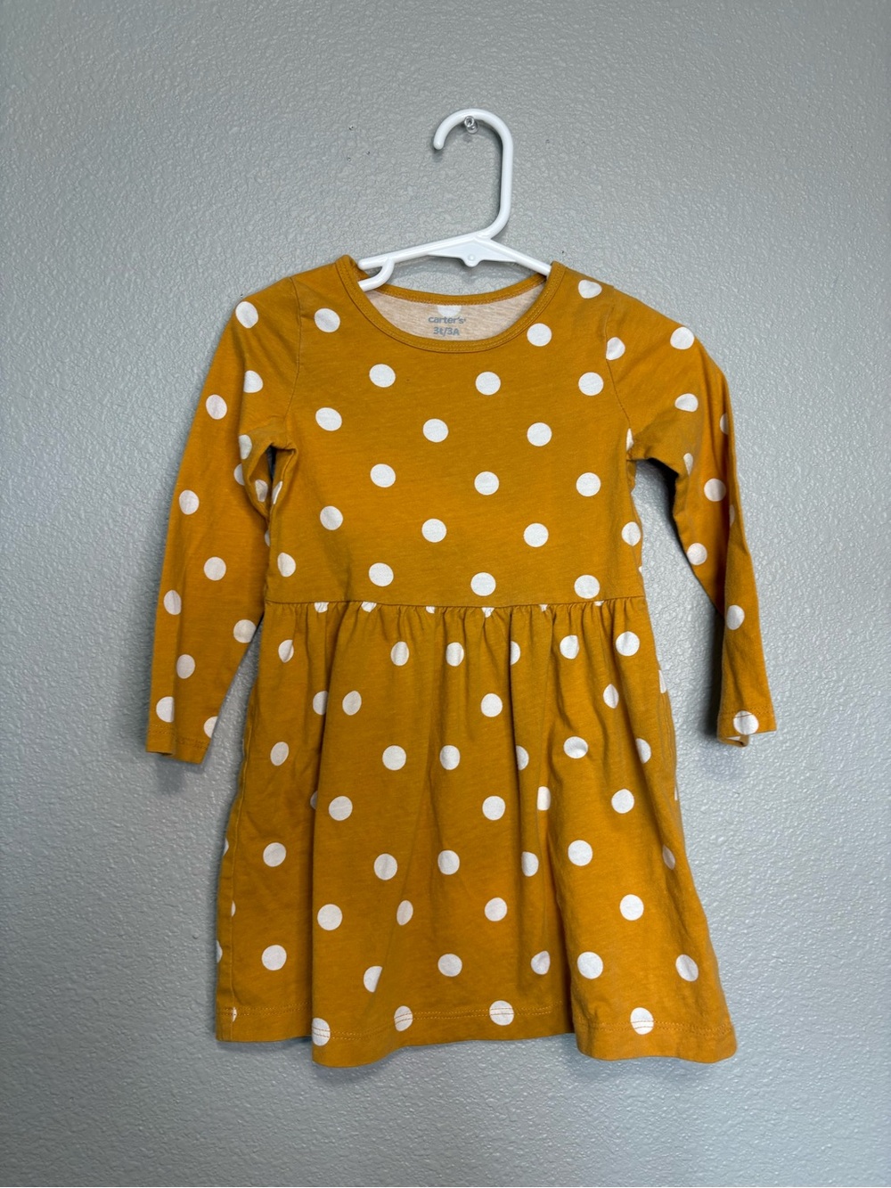 Carter’s Toddler Mustard Yellow Polka Dot Long Sleeve Dress 3T